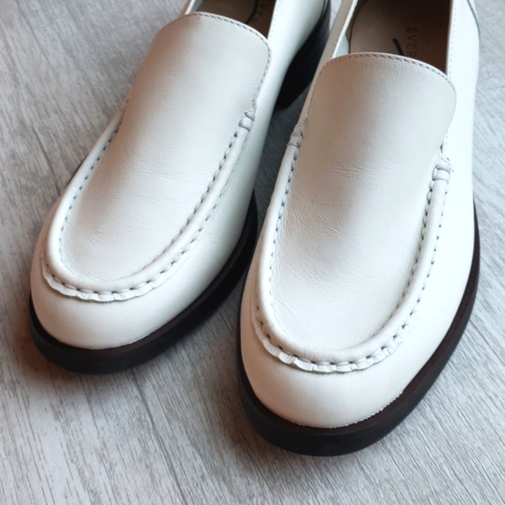 Everlane White Leather Loafers Made in Brazil